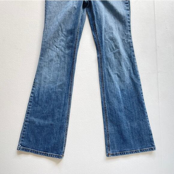 Vtg Y2K L.E.I Blue Denim Low Rise Flared Jeans Faded Sz 9 Tall Casual - Picture 4 of 8